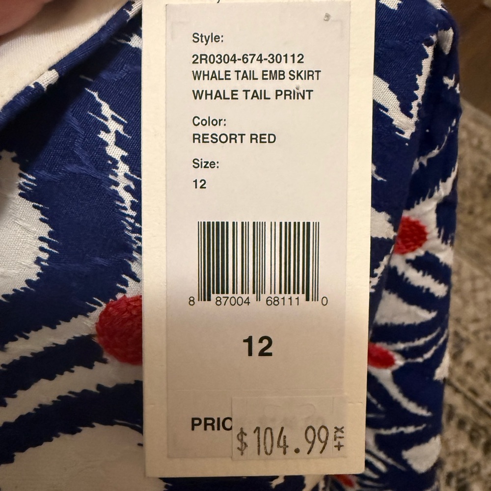 Vineyard Vines blue and red patterned skirt preppy patriotic resort New size 12 - Picture 8 of 8